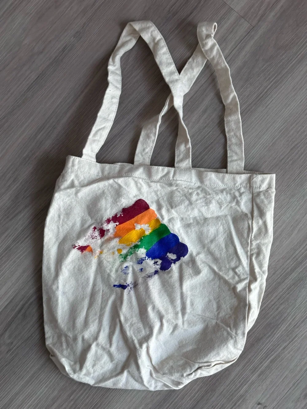 hand painted rainbow art tote